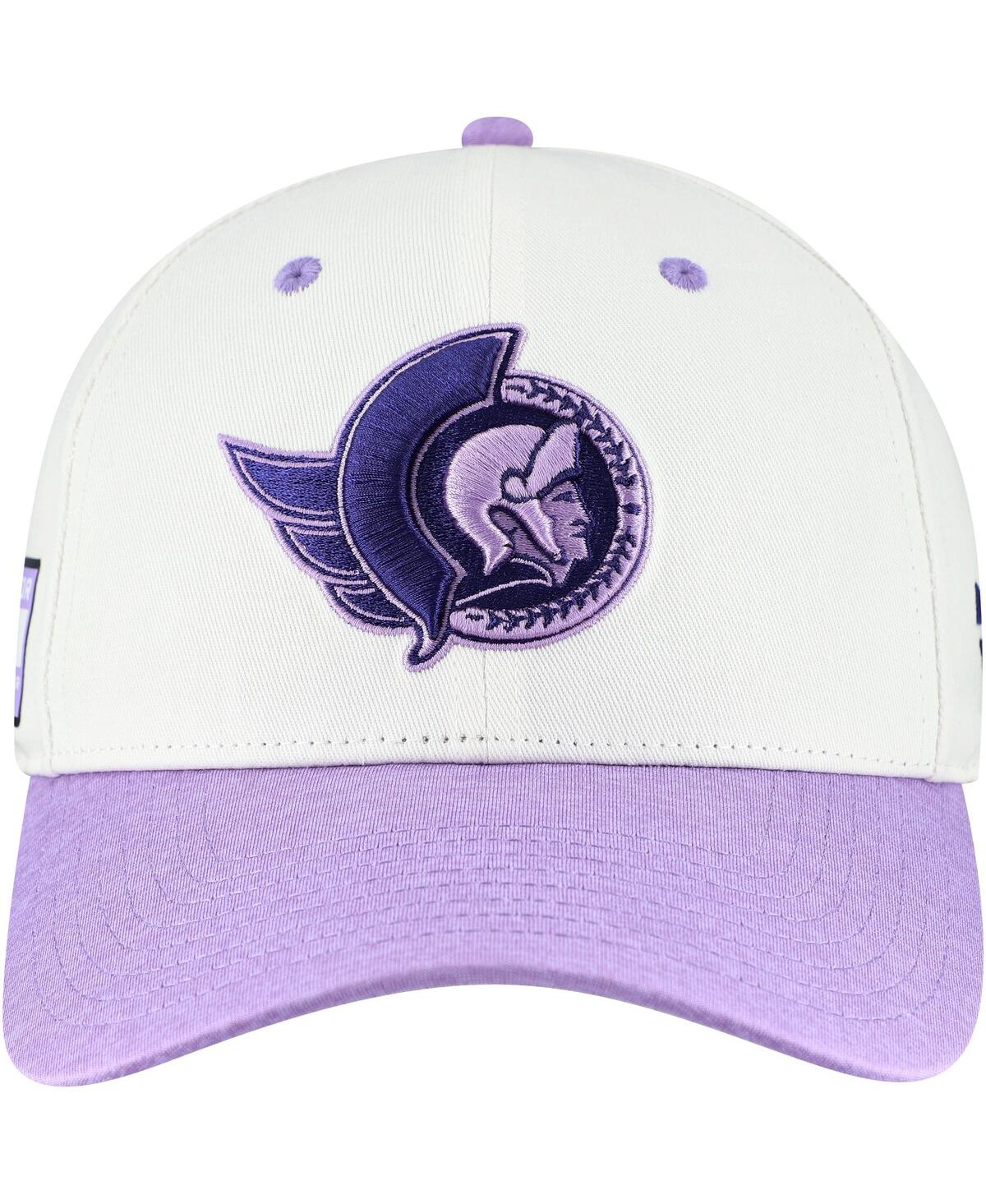 Fanatics Men's White/Lavender Ottawa Senators Authentic Pro Hockey Fights Cancer Adjustable Hat