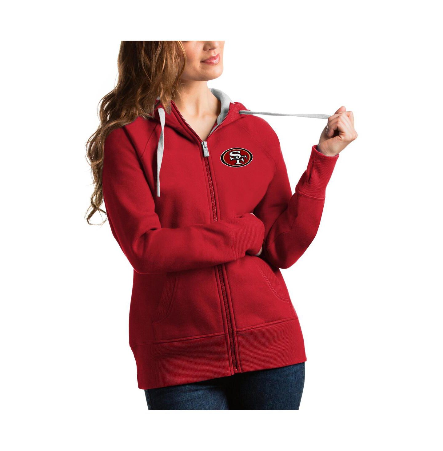 Женское худи Antigua Scarlet San Francisco 49ers Victory Full-Zip — фото 1