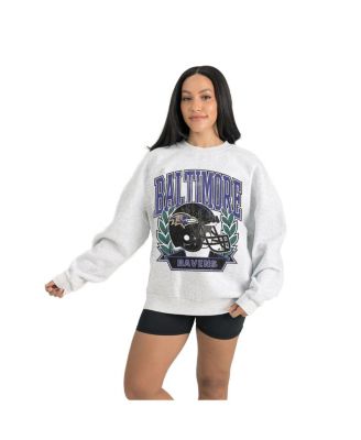Women's Gray Baltimore Ravens Heritage Premium Fleece Pullover Sweatshirt