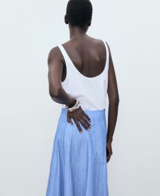 Women's Striped Linen-Blend Skirt