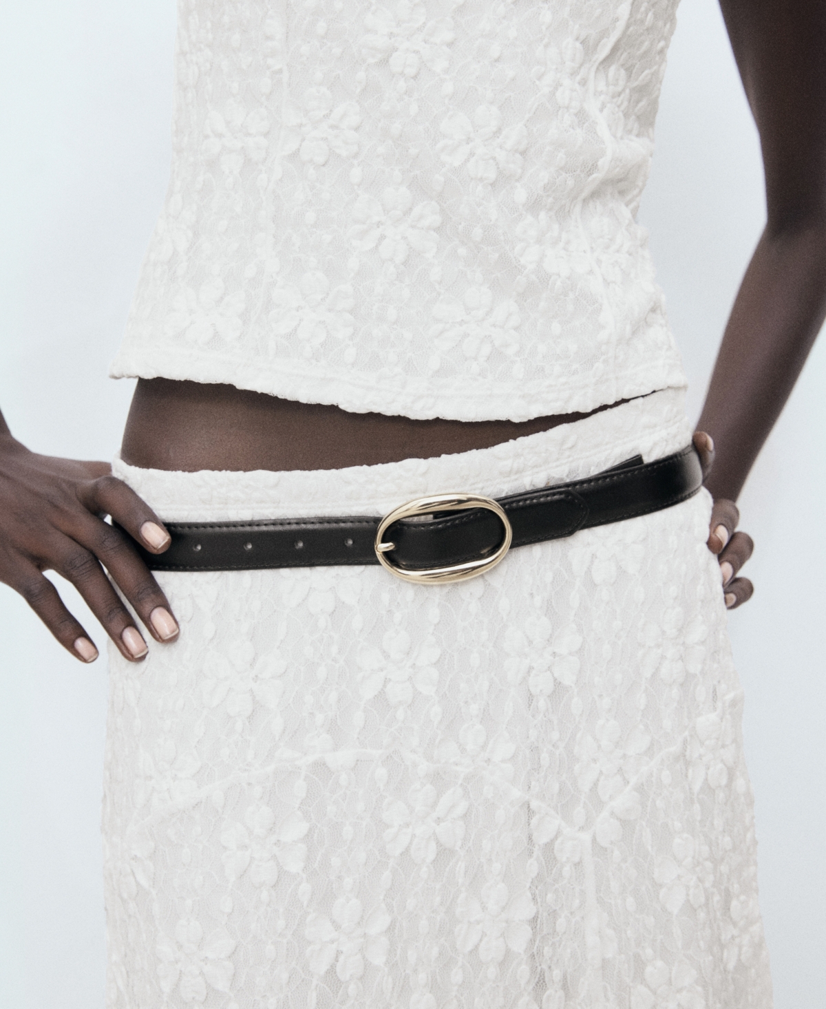 Mango Lace Midi Skirt In White