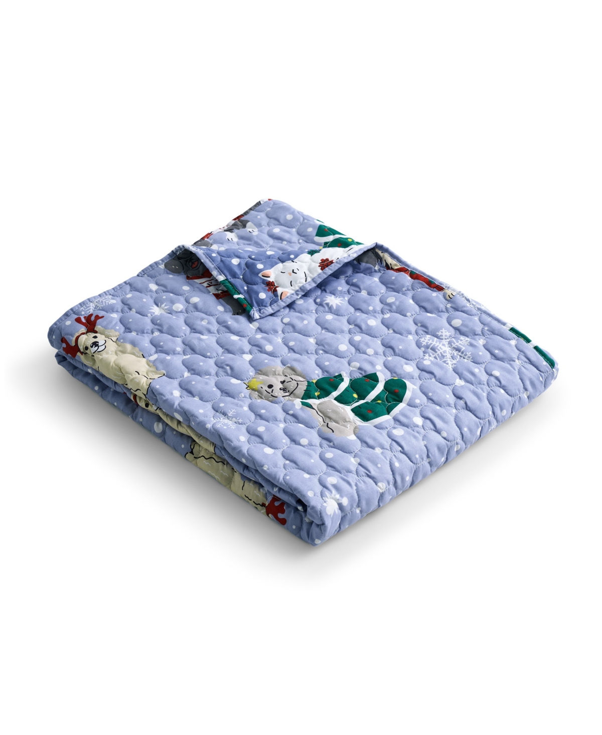 Greenland Home Fashions Winter Whiskers Pet Lover's Reversible Holiday Throw, 50" X 60" In Blue