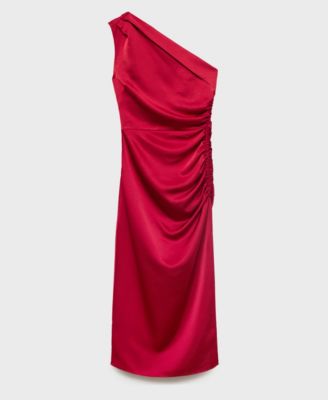 Women's Side Slits Asymmetrical Satin Dress