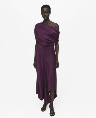 MANGO - Women's Asymmetrical Satin Dress