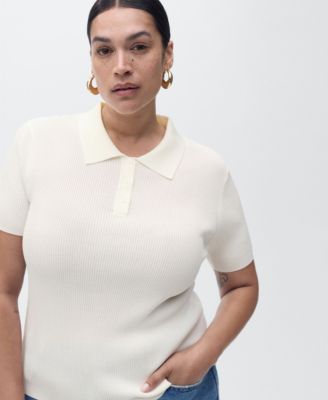 Women's Short-Sleeved Polo-Neck Sweater