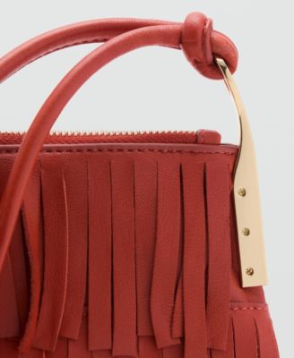 Women's Fringes Detail Large Leather Shoulder Bag