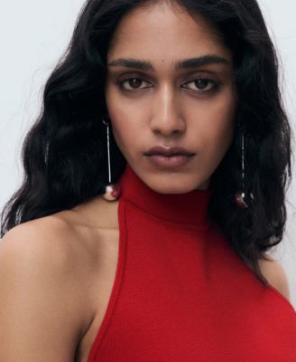 Women's Mixed Knit Halter Dress