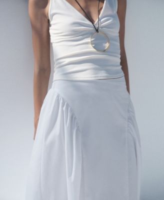 Women's Pleated Midi Cotton Skirt