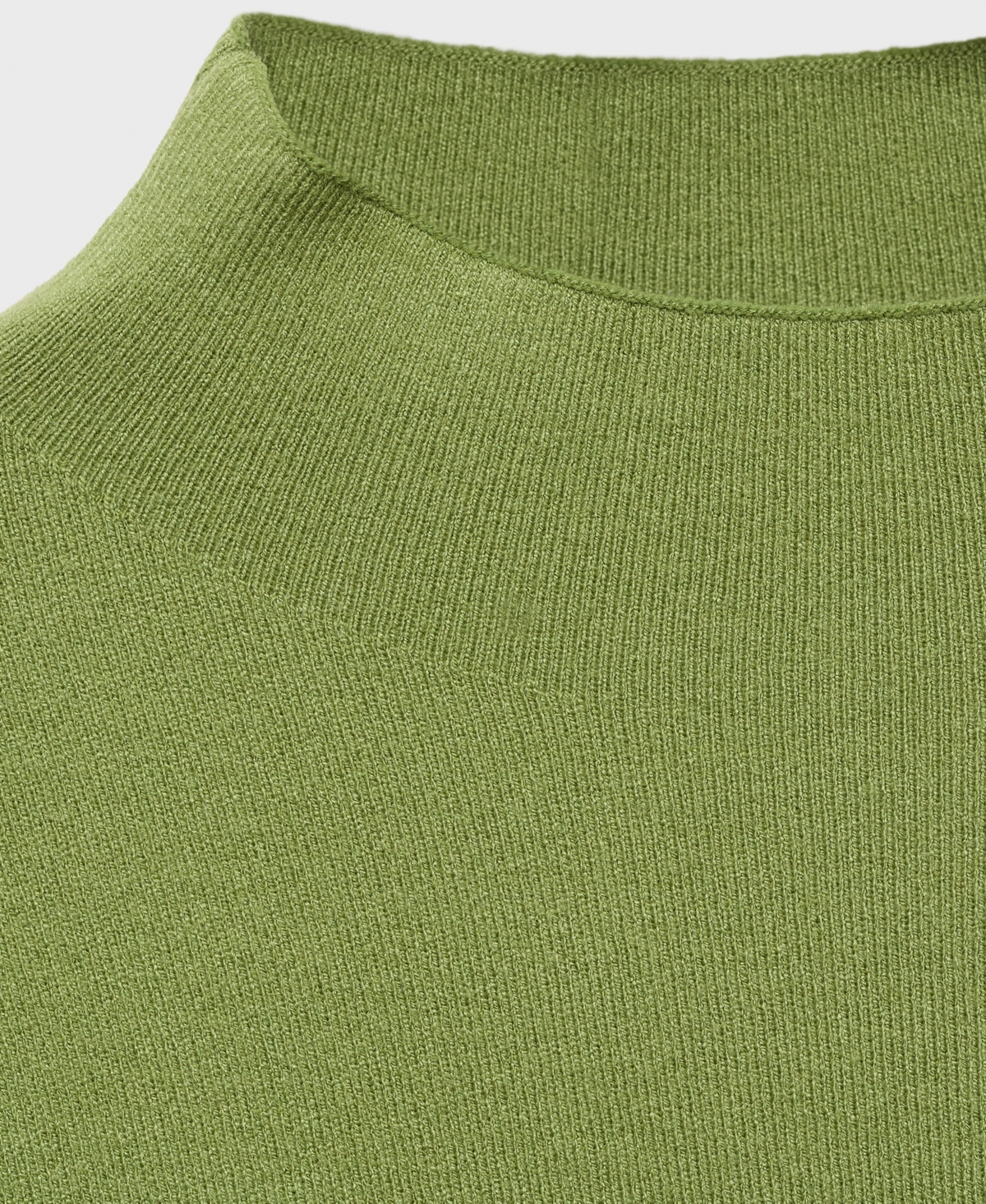 Mango Knitted Sweater With Perkins Neck In Green