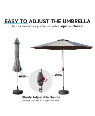 9FT Outdoor Patio Umbrella with Push Button Tilt and Crank Wind Vent