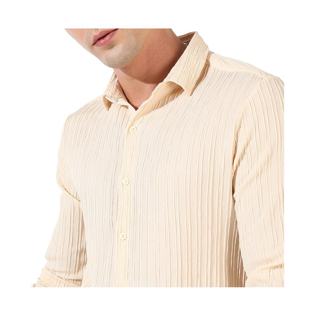 Campus Sutra Men's Textured Regular Fit Casual Shirt
