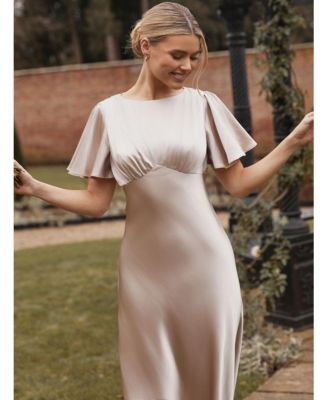 Women's Gathered Bust Satin Bridesmaid Dress