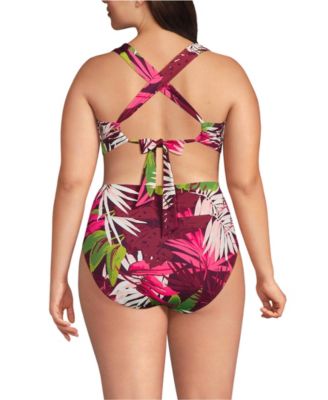 Plus Size V-Neck Bikini and High Waisted Bottom Swimsuit Set