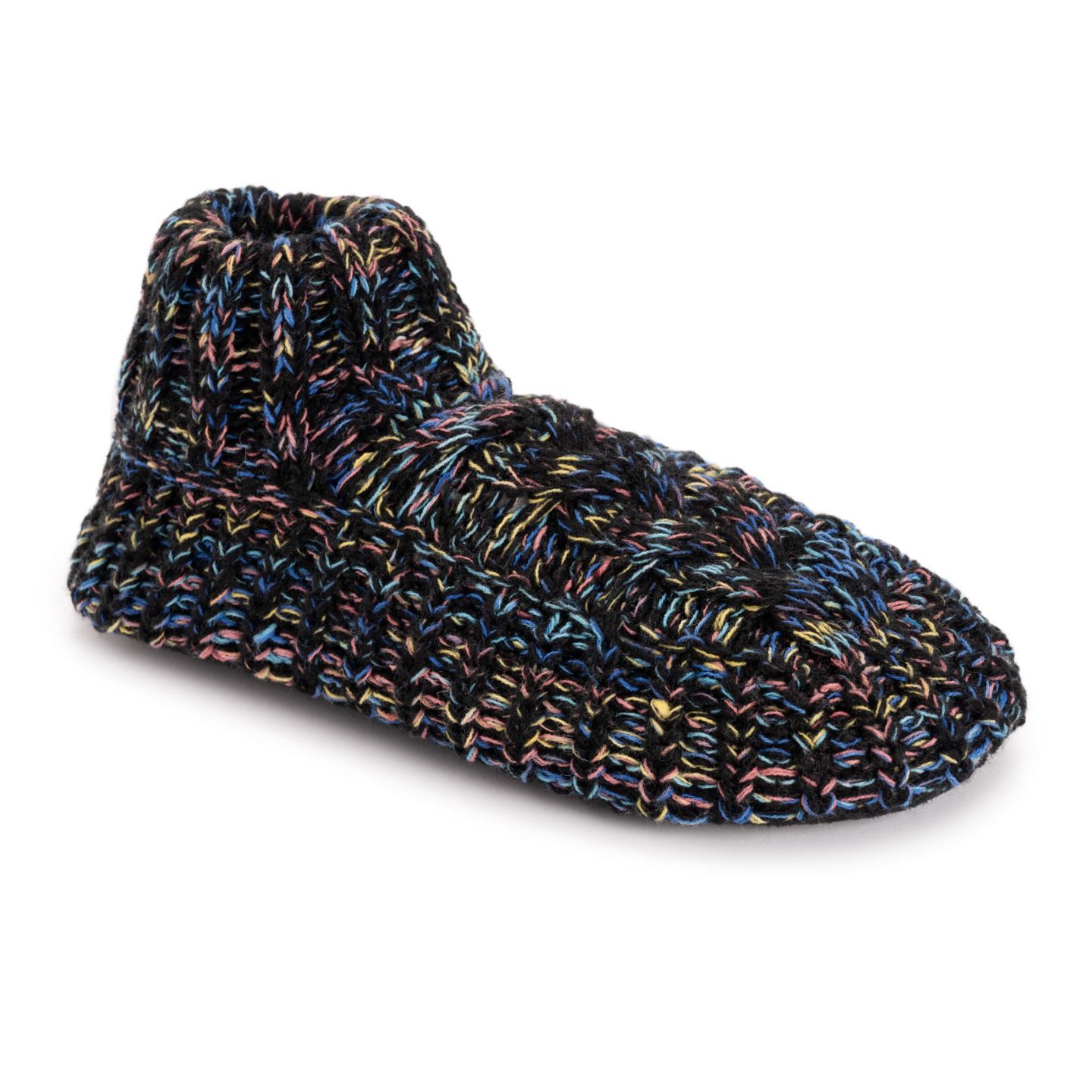 Женские ботинки MUK LUKS Icelandic Space Dye Marl Cabled Cuff Booties, цвет: Эбеновый — фото 1