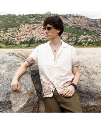 Men's Ivory White & Tan Brown Desert Ombre Shirt