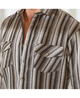 Men's Taupe Brown & Sepia Brown Multitrack Striped Oversized Shirt