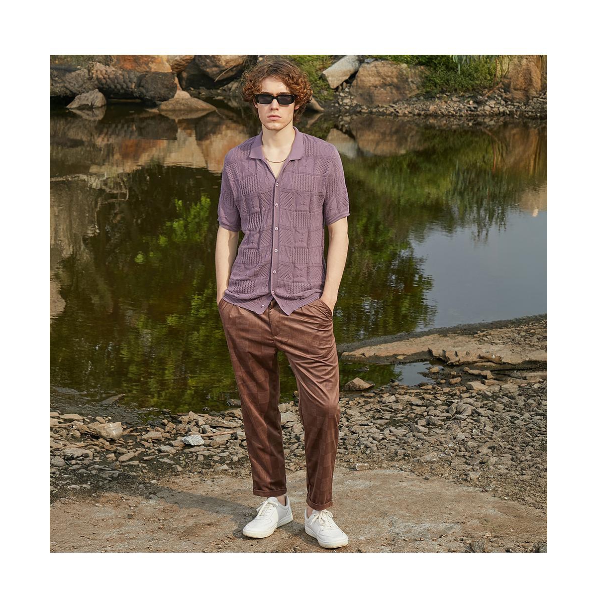 Campus Sutra Patch-Knit Shirt