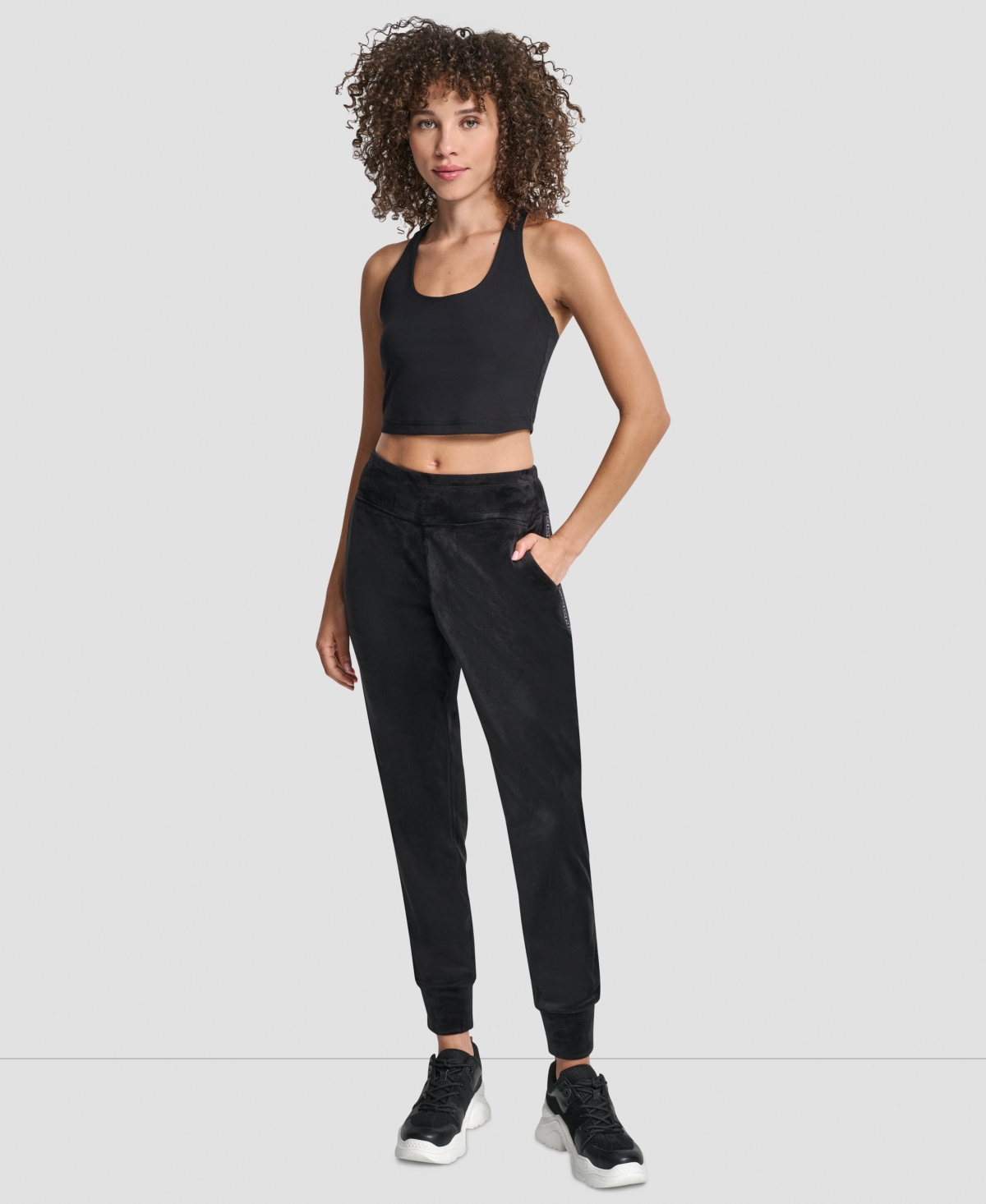Dkny Women's Cuffed Metallic Logo Joggers
