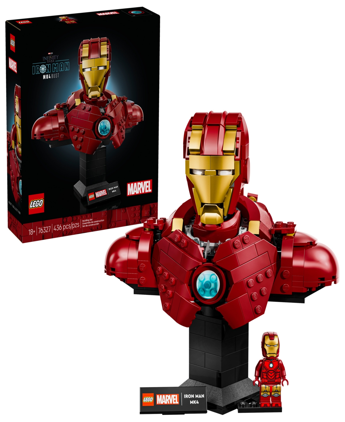 Lego Marvel Iron Man Mk4 Bust Building Kit 76327, 436 Pieces In Multi