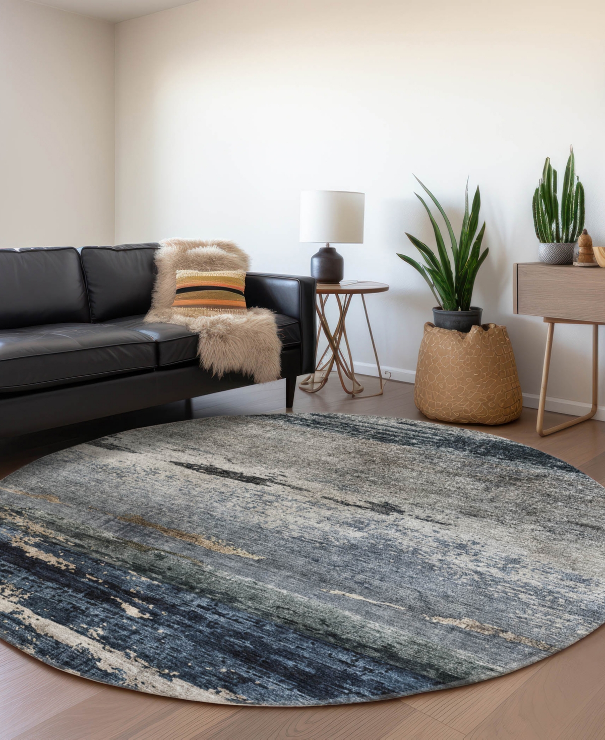 Dalyn Nouveau Nv3 8'x8' Round Area Rug In Blue
