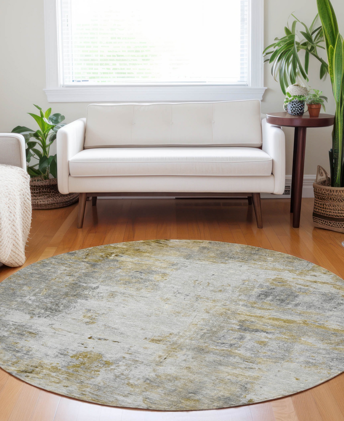 Dalyn Ravenna Rn1 8'x8' Round Area Rug In Gray