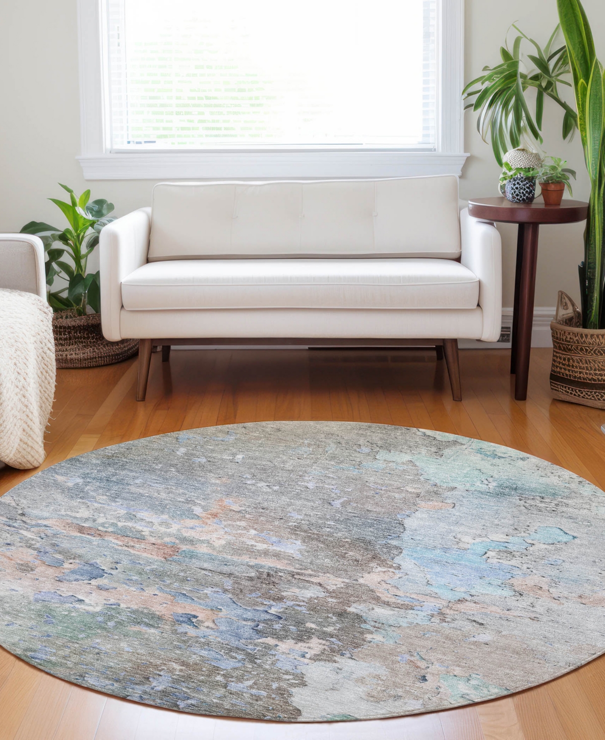 Dalyn Ravenna Rn3 8'x8' Round Area Rug In Gray