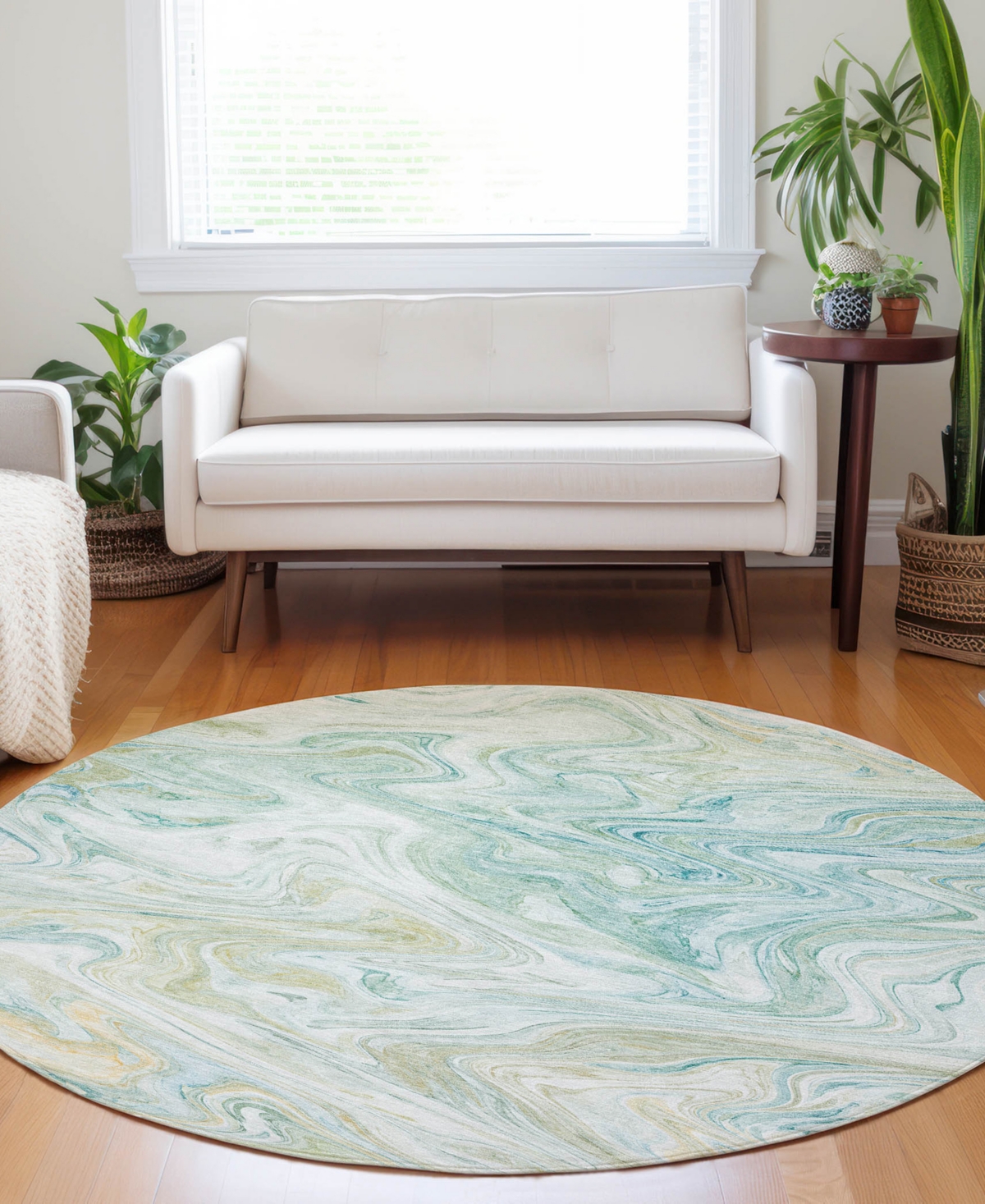 Dalyn Ravenna Rn8 8'x8' Round Area Rug In Blue