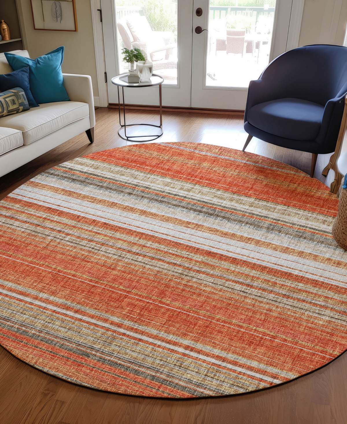Dalyn Portico Po2 8'x8' Round Area Rug In Orange