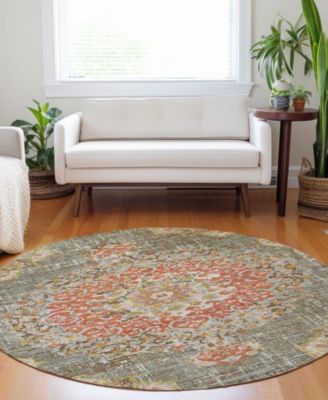 Tabrook Washable TB11 8'x8' Round Area Rug
