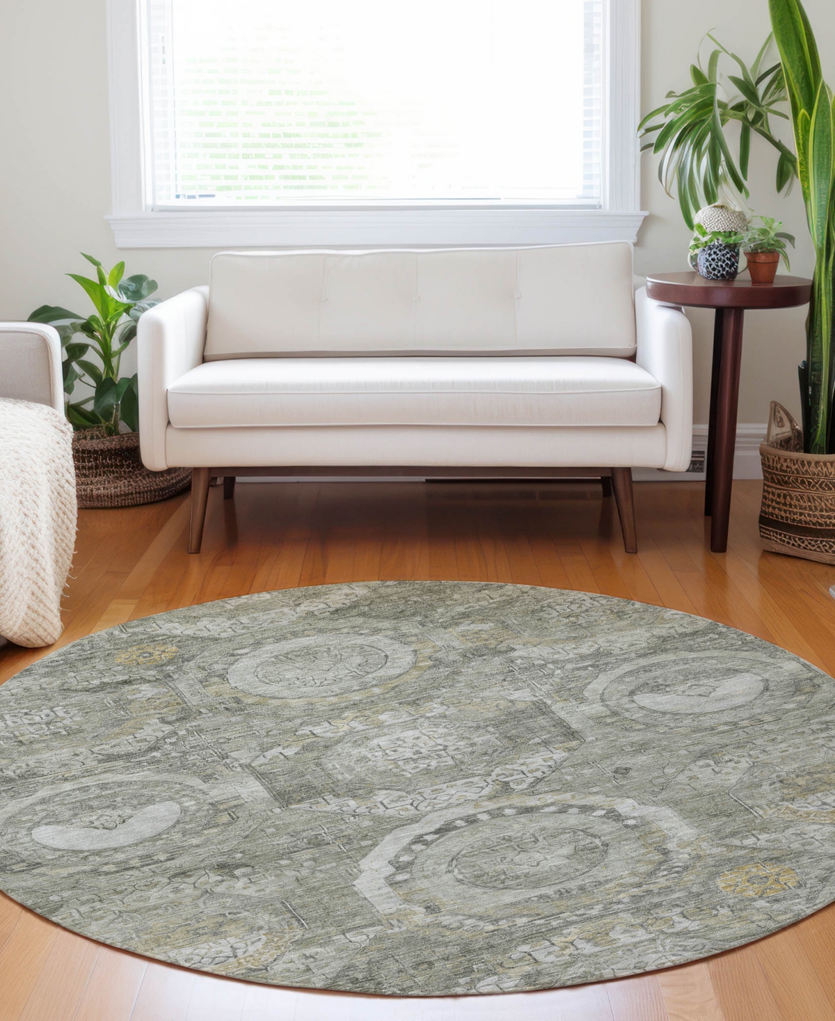 Dalyn Tabrook Tb14 8'x8' Round Area Rug In Gray