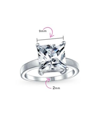 Sterling Silver 3CT Princess Cut Cubic Zirconia Solitaire Ring – Classic Promise Design