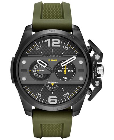 Diesel Men's Chronograph Ironside Olive Silicone Strap Watch 48x55mm DZ4391