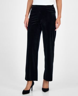 Women's Velvet Pull-On Wide-Leg Pants, Regular & Petite