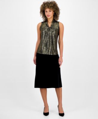 Women's Sleeveless Knot Front Jersey Top, Regular & Petite