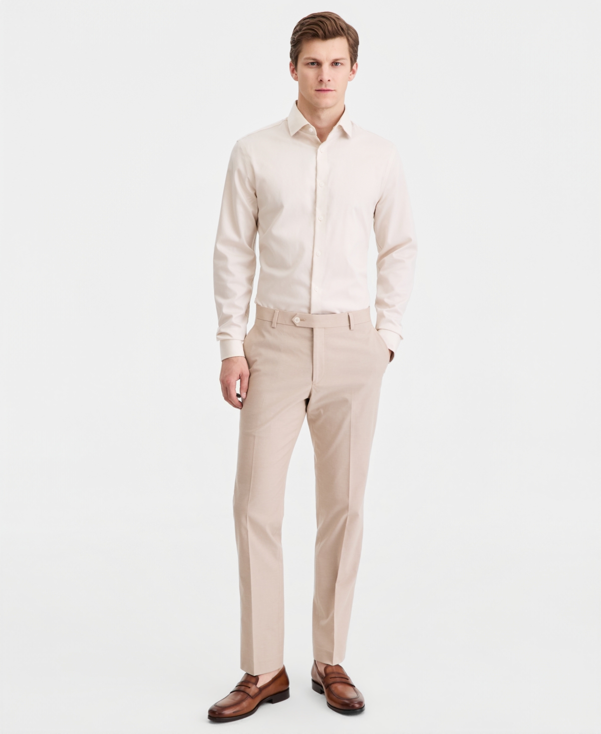 Tommy Hilfiger Men's Modern-Fit Th Flex Stretch Chambray Suit Separate Pants - Tan