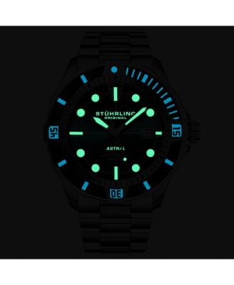 Men s Astral Diver 44mm Swiss Automatic Watch, Teal Dial, Stainless Steel Bracelet, Rotating Bezel, 200M Water Resistant