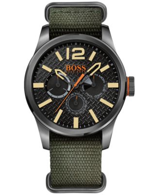 BOSS Orange - Men's Paris Green Grosgrain Strap Watch 47mm 1513312
