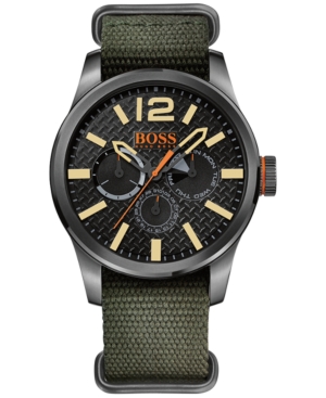 UPC 885997184533 product image for Hugo Boss Men's Paris Green Grosgrain Strap Watch 47mm 1513312 | upcitemdb.com