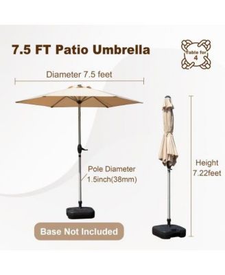 7.5 Ft Beige Patio Umbrella with Tilt and Crank