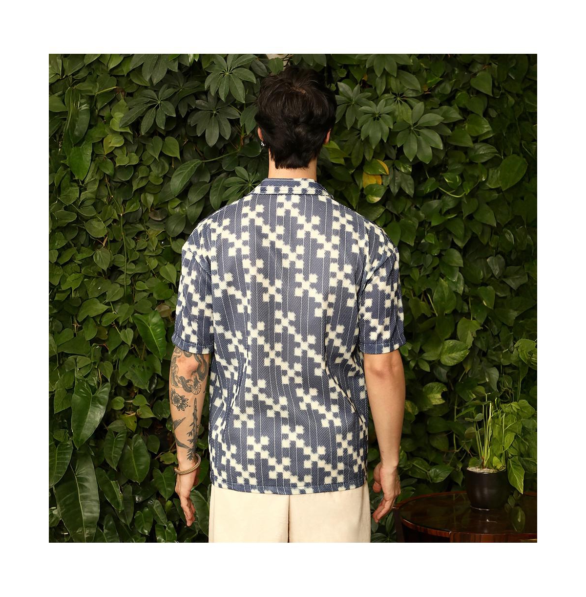 Campus Sutra Men's Dice Mesh Oversized Shirt