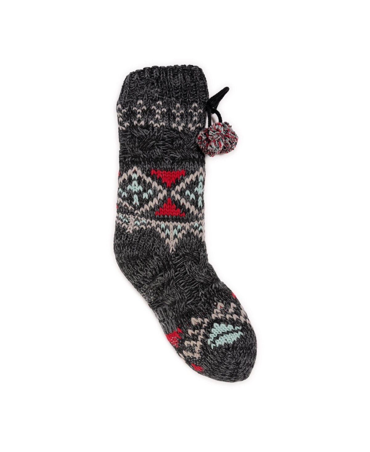 Muk Luks Women's Chunky Fairisle/Cable Mix Cabin Socks