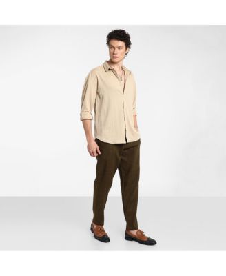 Men's Light Beige Spear-Textured Shirt
