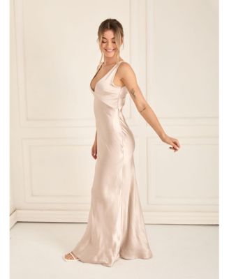 Women's Twist Back Satin Bridesmaid Dress