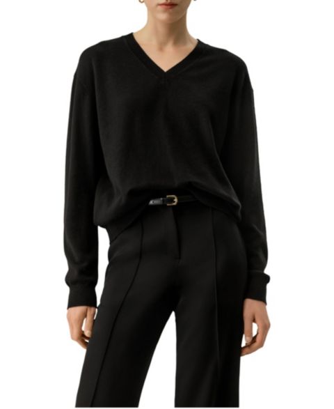 Женский свитер LILYSILK V-Neck Baby Cashmere, цвет: Чёрный
