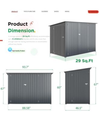 7.5'x4' Outdoor Horizontal Bike Storage Shed with Triple Lockable Door