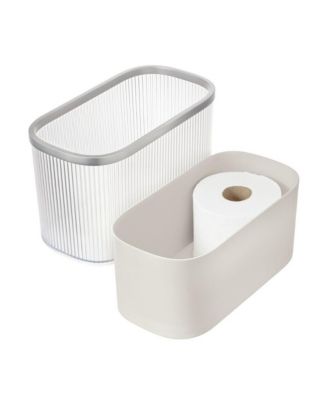 Plastic Bathroom Trash Can with Storage for Toiler Paper - Clear/Satin