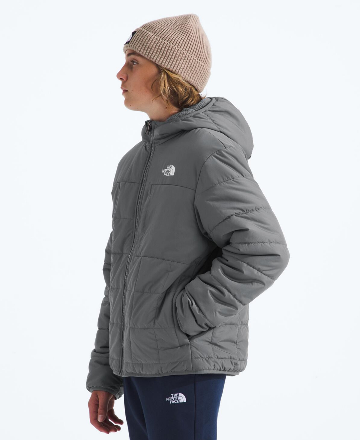 The North Face Big Boys Reversible Shasta Full-zip Hooded Jacket In Gray
