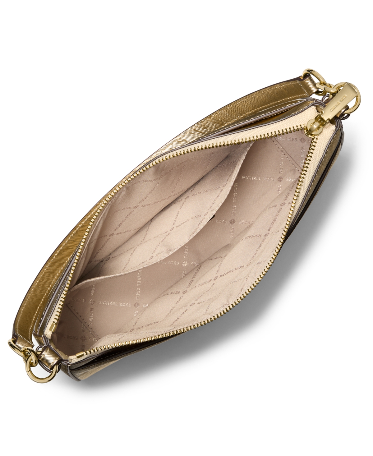 Michael Kors Jet Set Top Zip Pouchette Crossbody Bag In Gold
