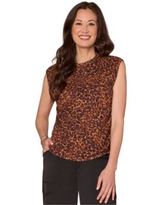 Democracy - Women's Printed Extended Shoulder Round Neck Top