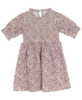 Little Girls' Floral Corduroy Dress with Quilted Vest, 2 pc